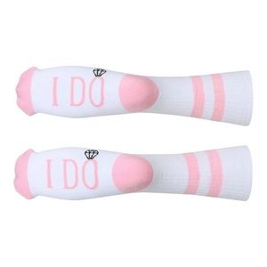 Sock Talk Women’s ‘I DO’ White Pink Crew Socks Shoe Size 4-10 NEW